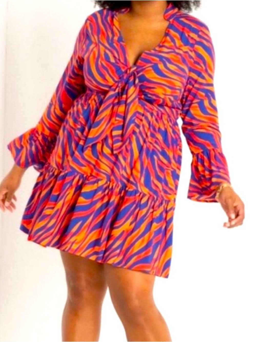 Eloquii NEW Bright Tie Front Colorful Mini Dress Size 16 women’s